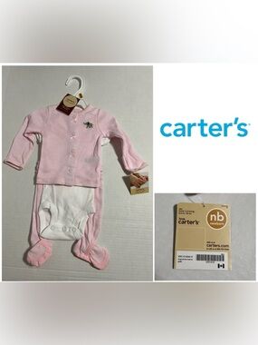 🆕CARTER’S - NB - NWT - INFANT GIRLS 3PC ELEPHANT CARDIGAN SET